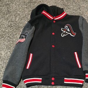 Unik Kids Hoodie in Black and Gray with Red Highlights